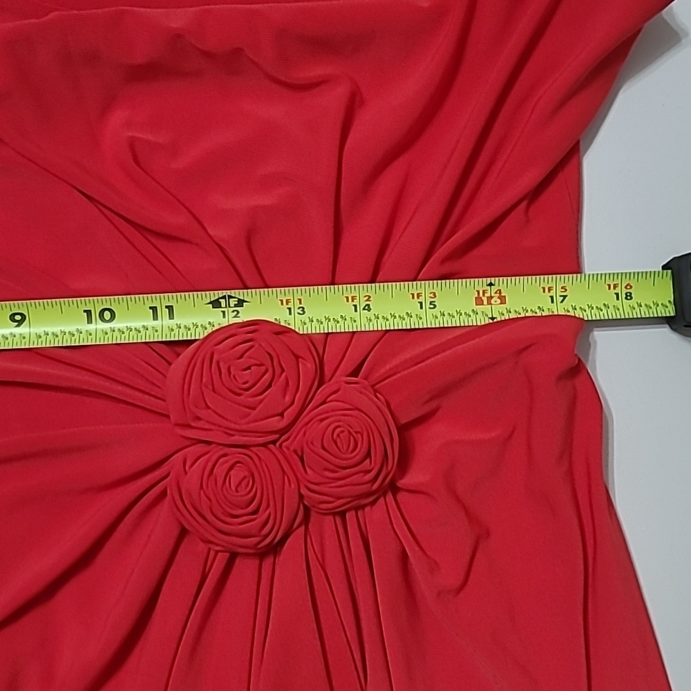 Black Label by Evan Picone Red Sleeveless Twist-Rosette Midi Dress size 16 - Picture 9 of 10
